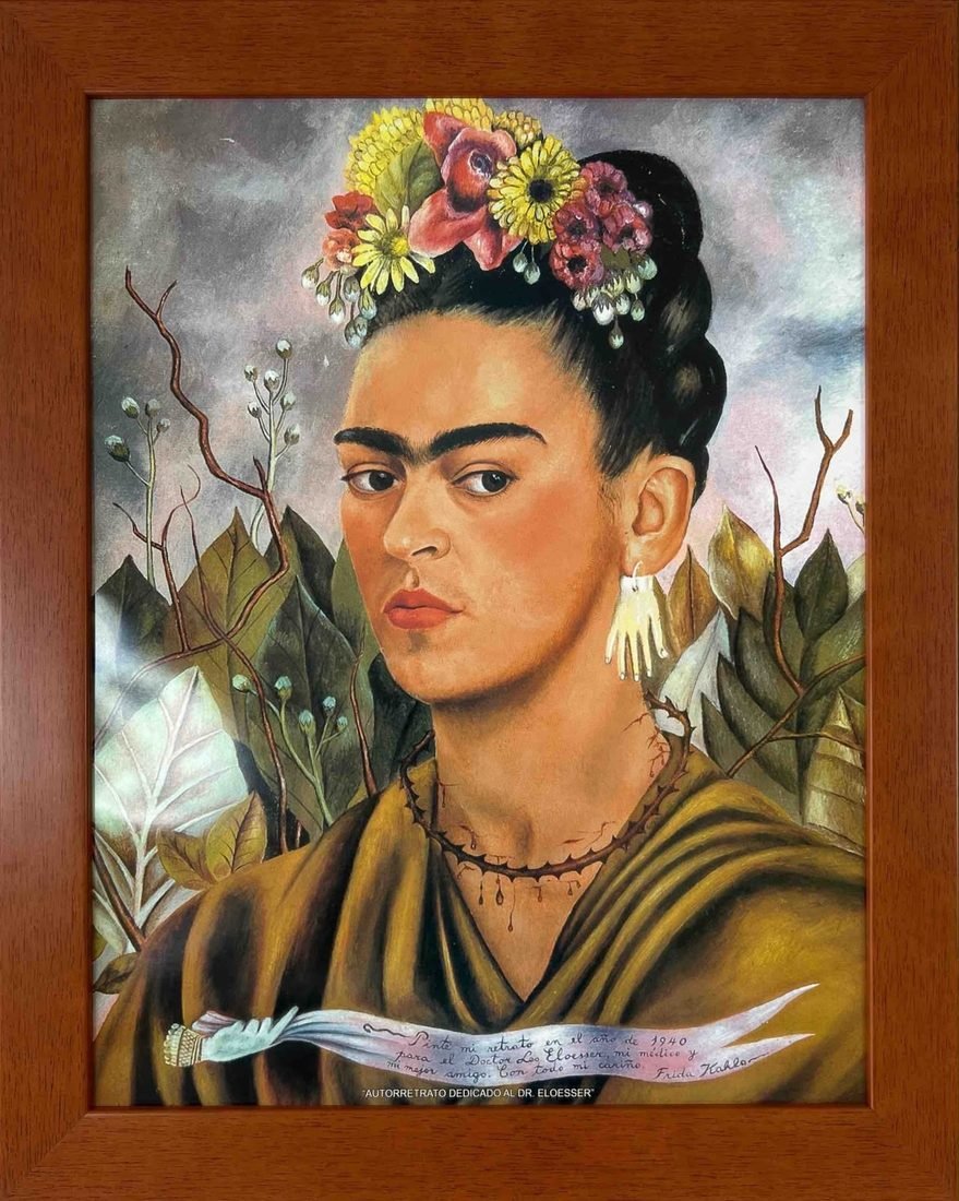 Autorretrato dedicado al Dr. Eloesser de Frida Kahlo enmarcado